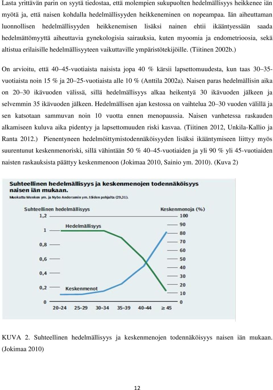 altistua erilaisille hedelmällisyyteen vaikuttaville ympäristötekijöille. (Tiitinen 2002b.