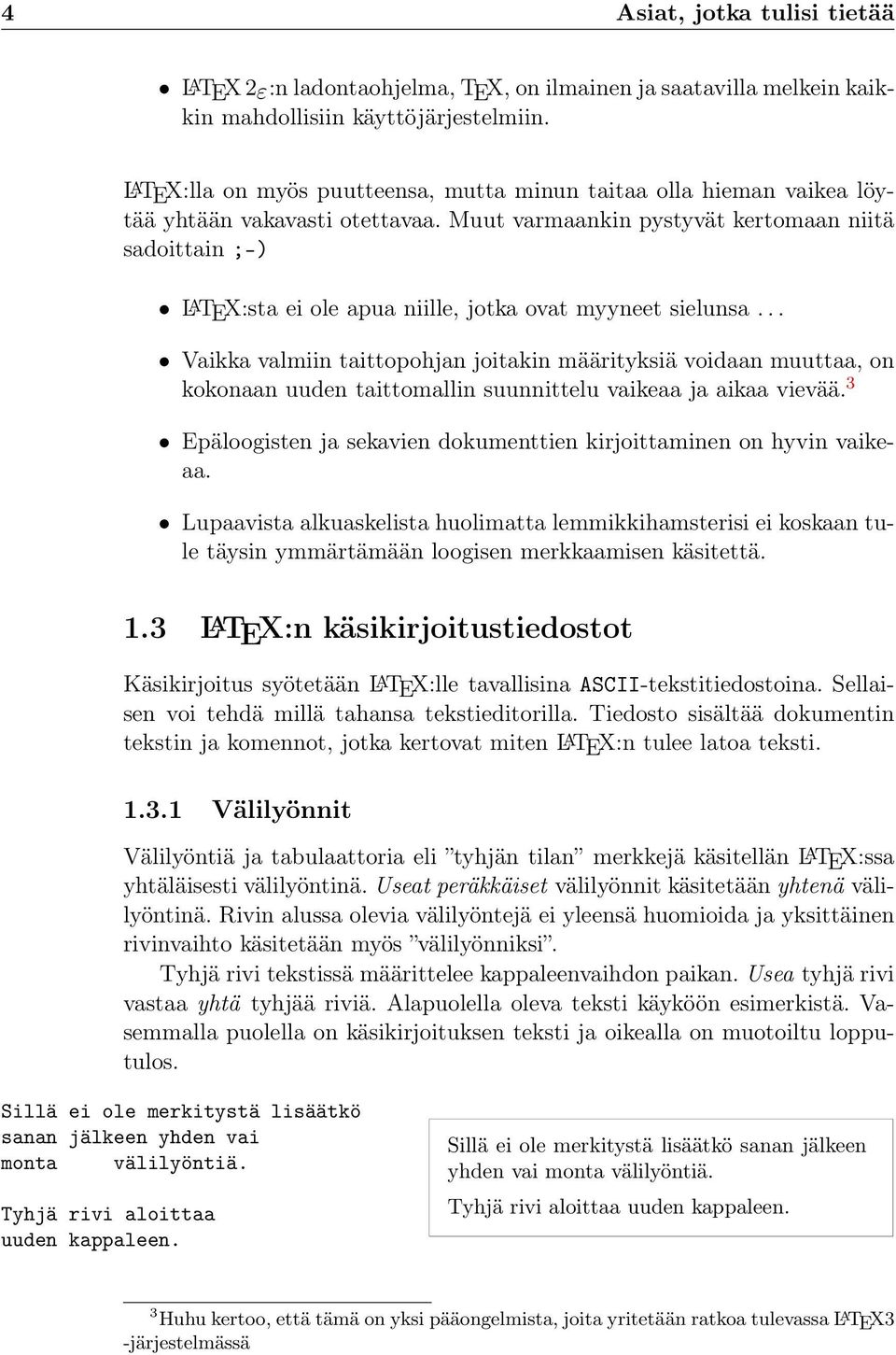 Muut varmaankin pystyvät kertomaan niitä sadoittain ;-) L A TEX:sta ei ole apua niille, jotka ovat myyneet sielunsa.