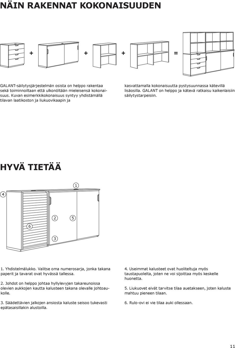 GALANT on helppo ja kätevä ratkaisu kaikenlaisiin säilytystarpeisiin. HYVÄ TIETÄÄ 1 4 2 