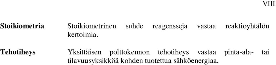 Tehotiheys Yksittäisen polttokennon tehotiheys