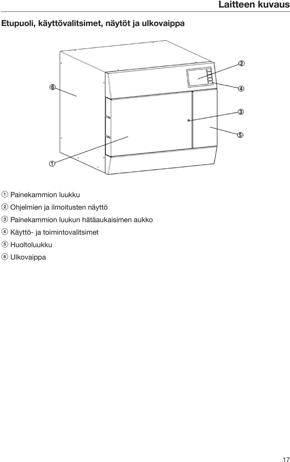 ilmoitusten näyttö c Painekammion luukun hätäaukaisimen