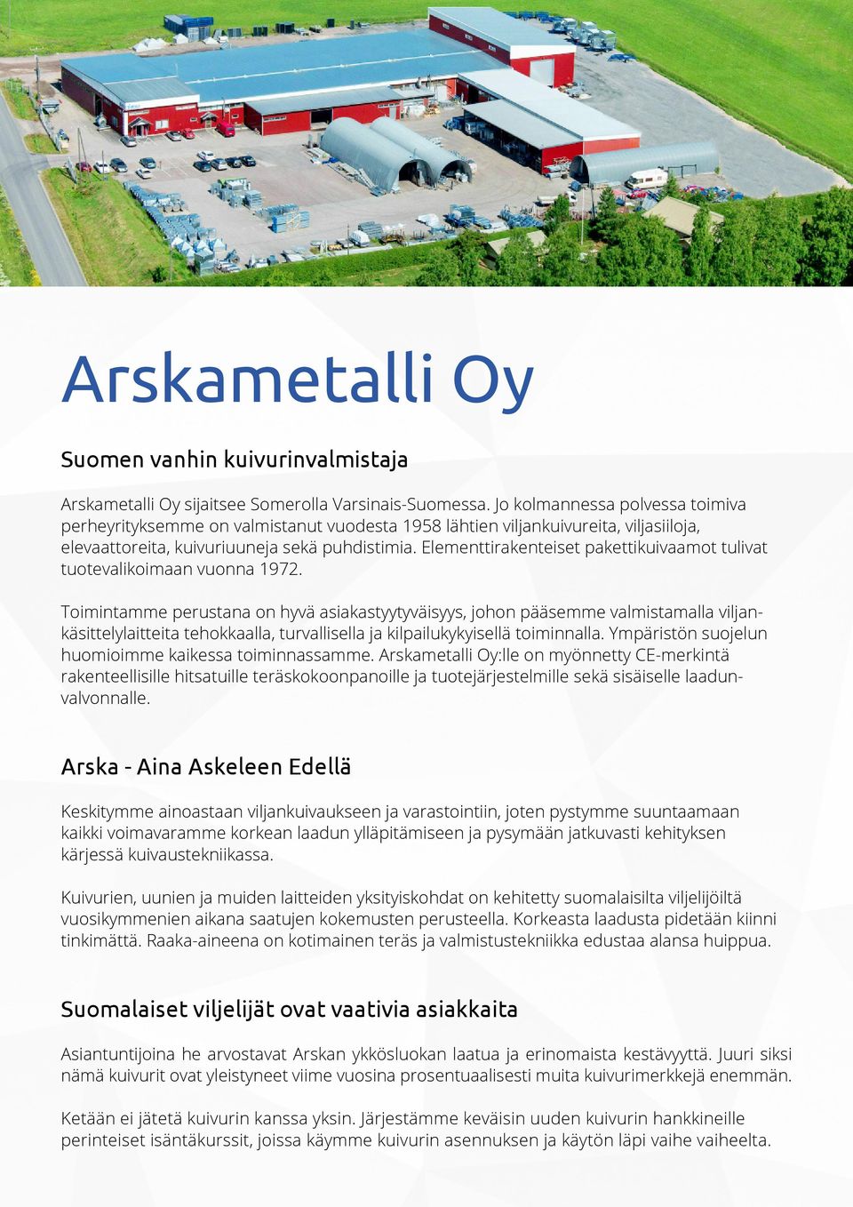 Elementtirakenteiset pakettikuivaamot tulivat tuotevalikoimaan vuonna 1972.
