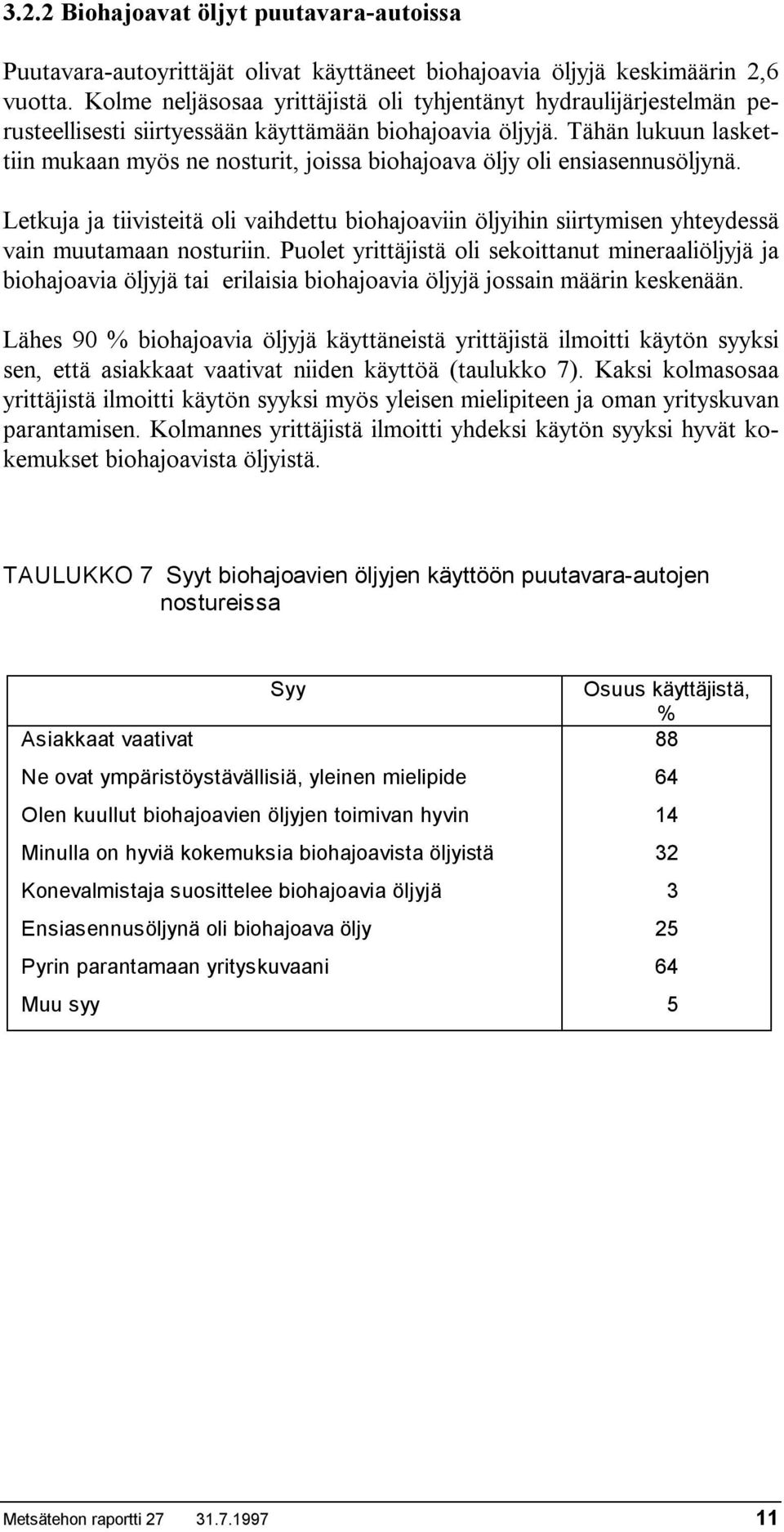 Tähän lukuun laskettiin mukaan myös ne nosturit, joissa biohajoava öljy oli ensiasennusöljynä.