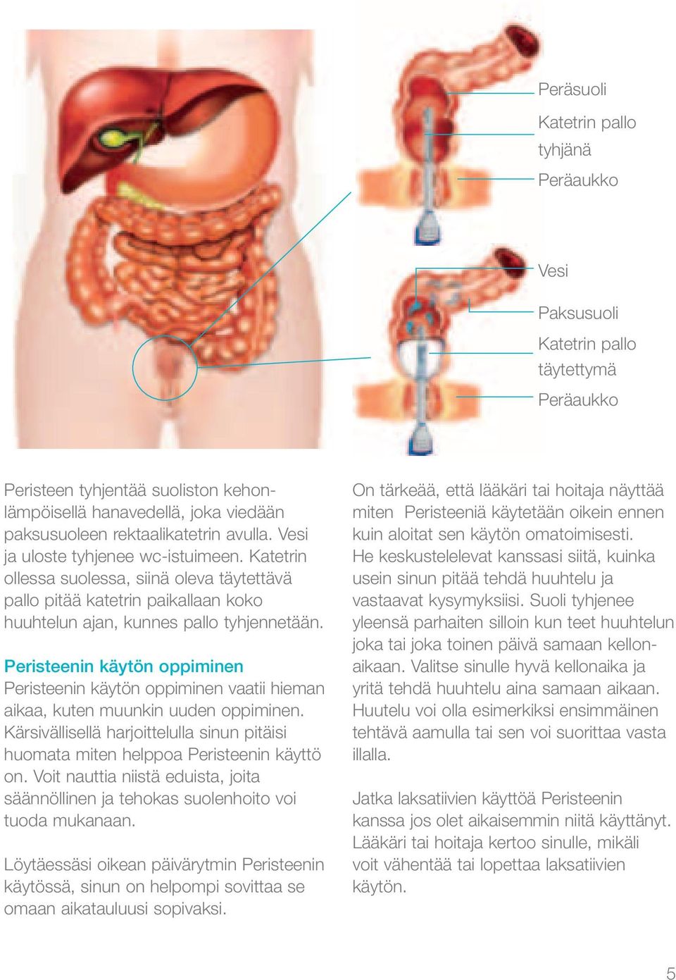 Peristeenin käytön oppiminen Peristeenin käytön oppiminen vaatii hieman aikaa, kuten muunkin uuden oppiminen. Kärsivällisellä harjoittelulla sinun pitäisi huomata miten helppoa Peristeenin käyttö on.