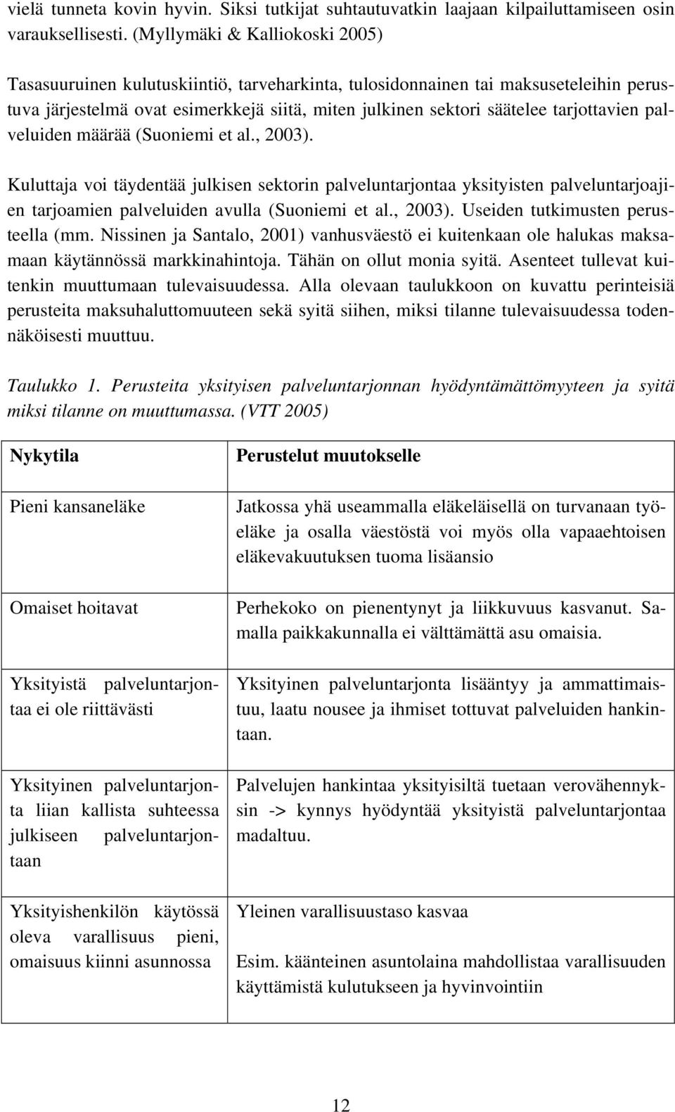 tarjottavien palveluiden määrää (Suoniemi et al., 2003). Kuluttaja voi täydentää julkisen sektorin palveluntarjontaa yksityisten palveluntarjoajien tarjoamien palveluiden avulla (Suoniemi et al.