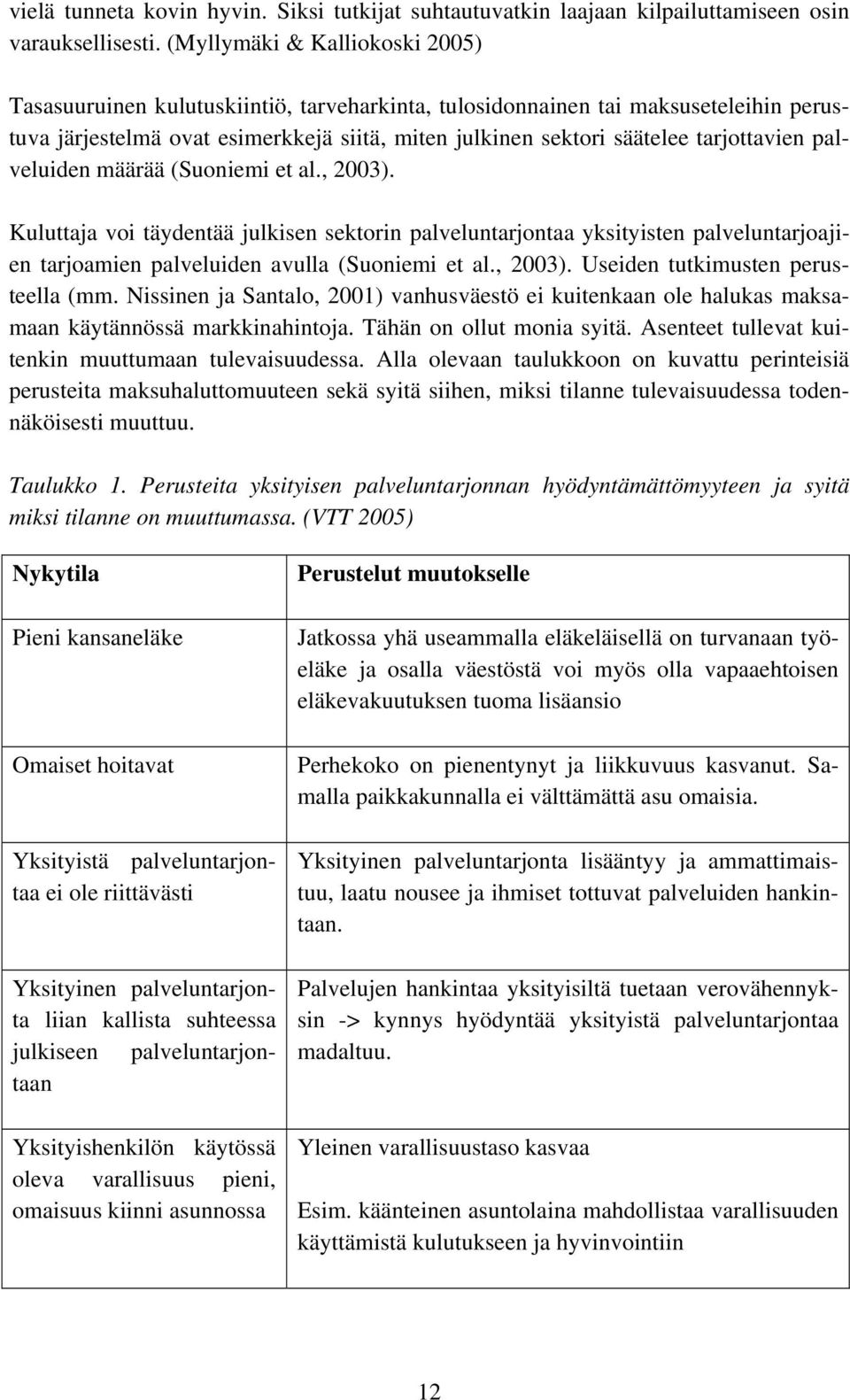 tarjottavien palveluiden määrää (Suoniemi et al., 2003). Kuluttaja voi täydentää julkisen sektorin palveluntarjontaa yksityisten palveluntarjoajien tarjoamien palveluiden avulla (Suoniemi et al.