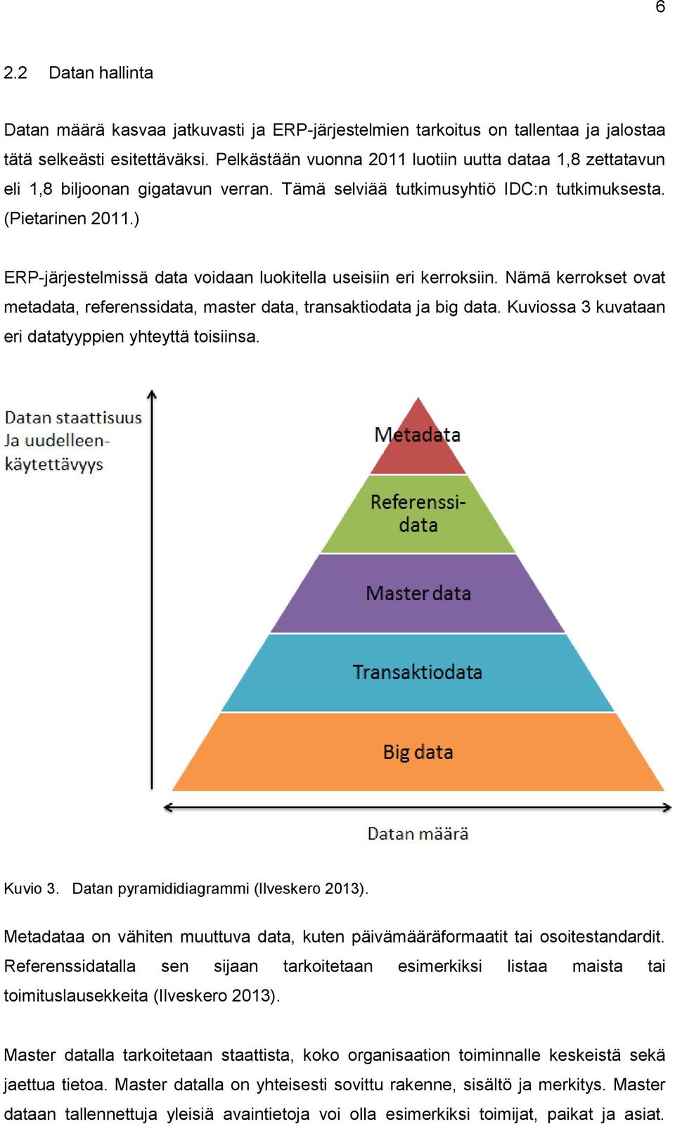 ) ERP-järjestelmissä data voidaan luokitella useisiin eri kerroksiin. Nämä kerrokset ovat metadata, referenssidata, master data, transaktiodata ja big data.