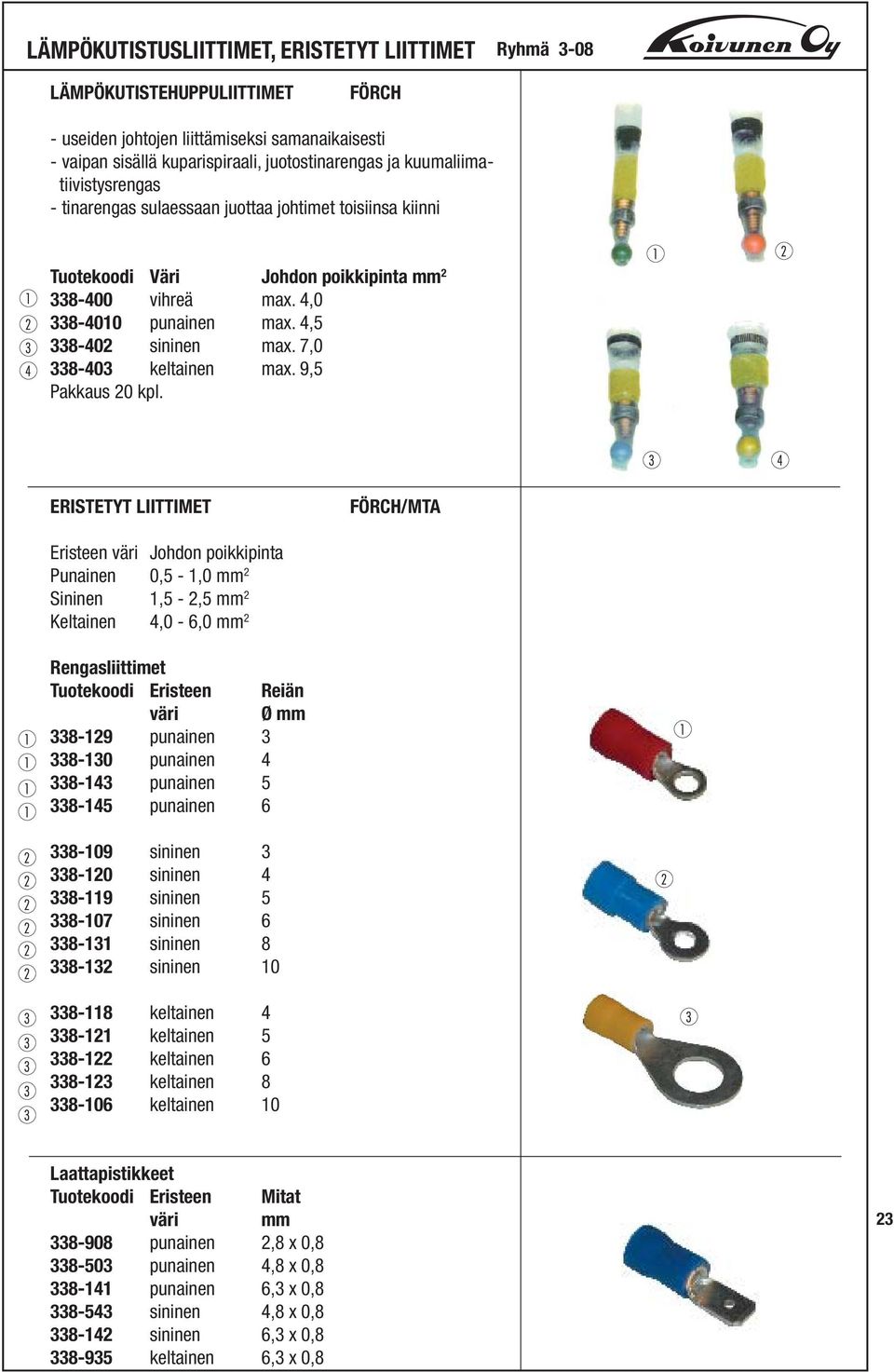 7,0 338-403 keltainen max. 9,5 Pakkaus 20 kpl.