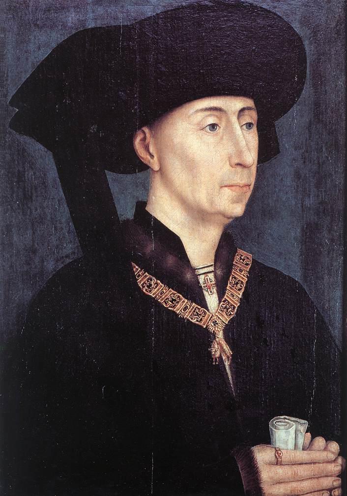 Burgundin herttuakunnan 1420 lähtien eurooppalainen mahtitekijä Filip III (Hyvä, 1396-1467, hall.