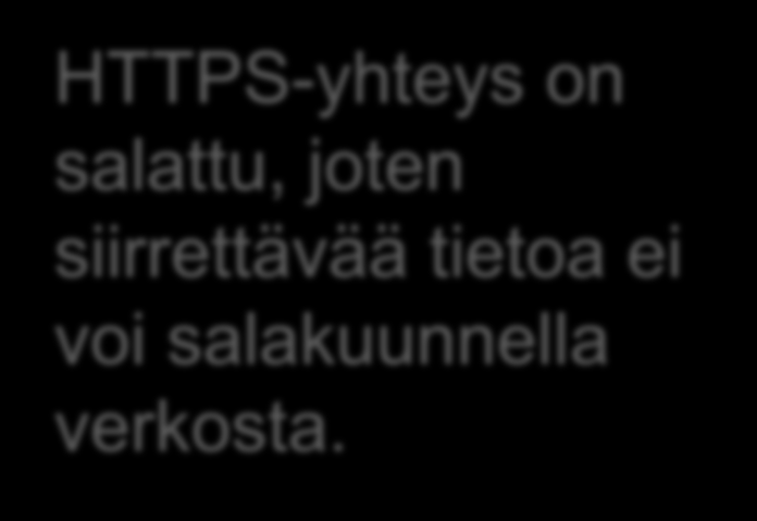 Turvallinen web-sivu (https) HTTPS-yhteys on salattu,