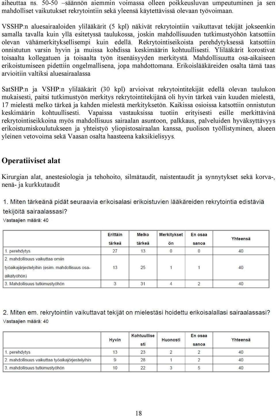 olevan vähämerkityksellisempi kuin edellä. Rekrytointiseikoista perehdytyksessä katsottiin onnistutun varsin hyvin ja muissa kohdissa keskimäärin kohtuullisesti.