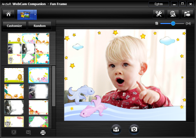 Hauska kehys 1 Kaksoisnapsauta HP Webcam Control Center -kuvaketta Windowsin työpöydällä ja napsauta Take a Photo (Ota valokuva).