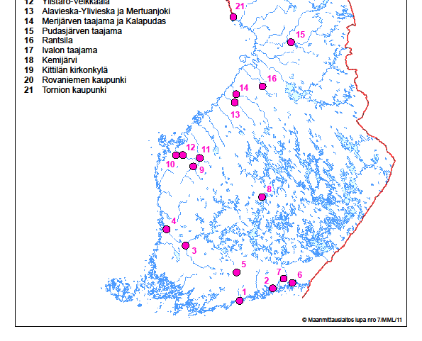 Ehdotukset merkittäviksi tulvariskialueiksi 1.4.2011 ELY keskukset ovat tehneet ko.