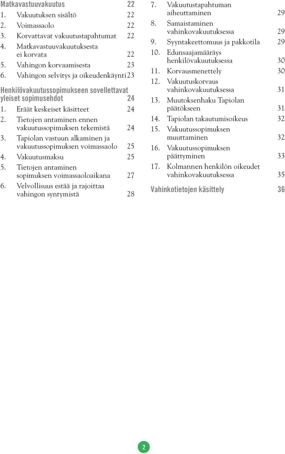 Tapiolan vastuun alkaminen ja vakuutussopimuksen voimassaolo 25 4. Vakuutusmaksu 25 5. Tietojen antaminen sopimuksen voimassaoloaikana 27 6.