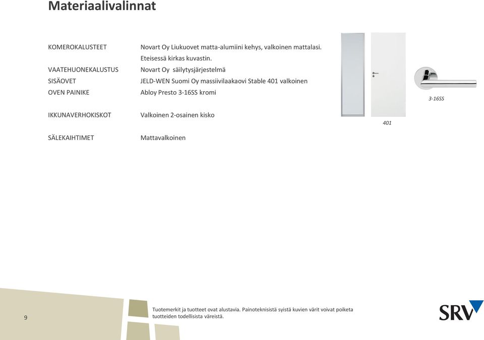 Novart Oy säilytysjärjestelmä JELD-WEN Suomi Oy massiivilaakaovi Stable 401 valkoinen