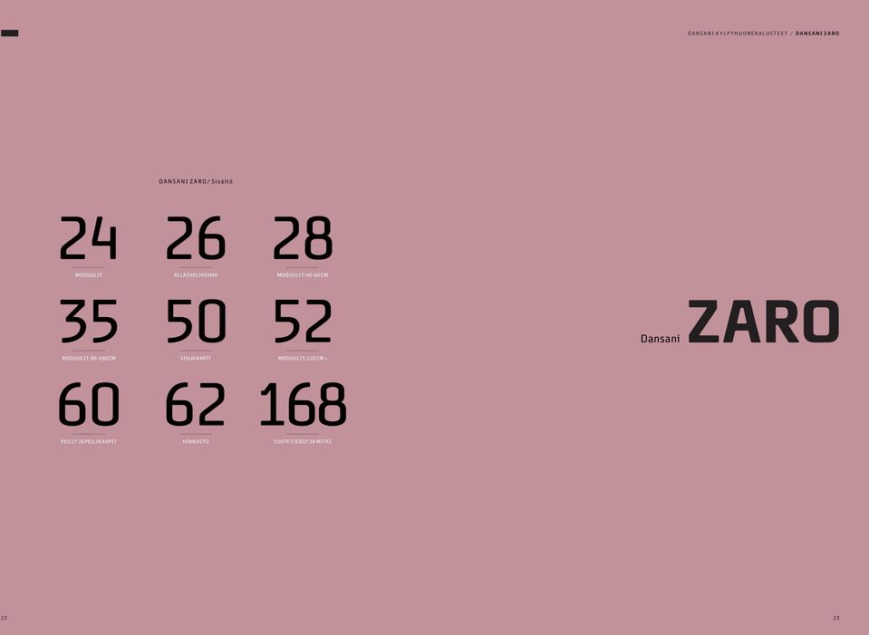 Dansani ZARO MODUULIT: -100 CM SIVUKAAPIT MODUULIT: 120 CM +
