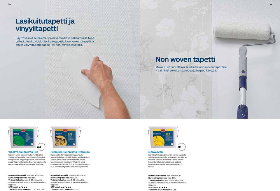 WallPro/Seinäliima Pro Käyttövalmis seinäliima käytettäväksi vähästruktuurisille (alle 150g/m²) lasikuitutapeteille, vinyylitapeteille, non-woven paperitapeteille (esim.