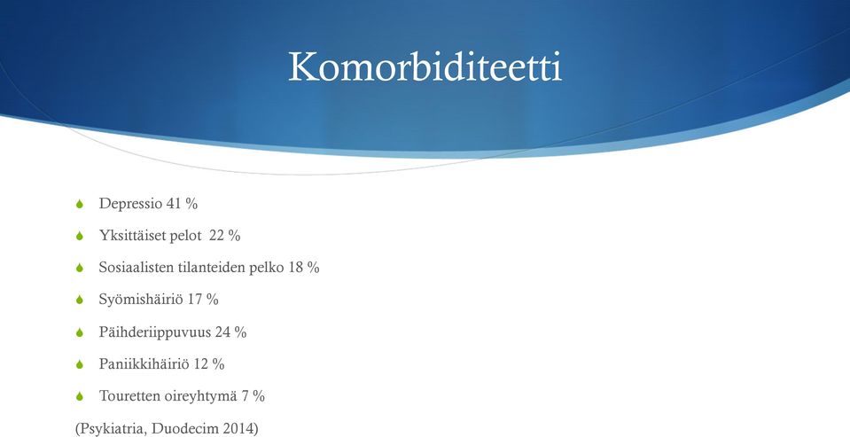 Syömishäiriö 17 % Päihderiippuvuus 24 %