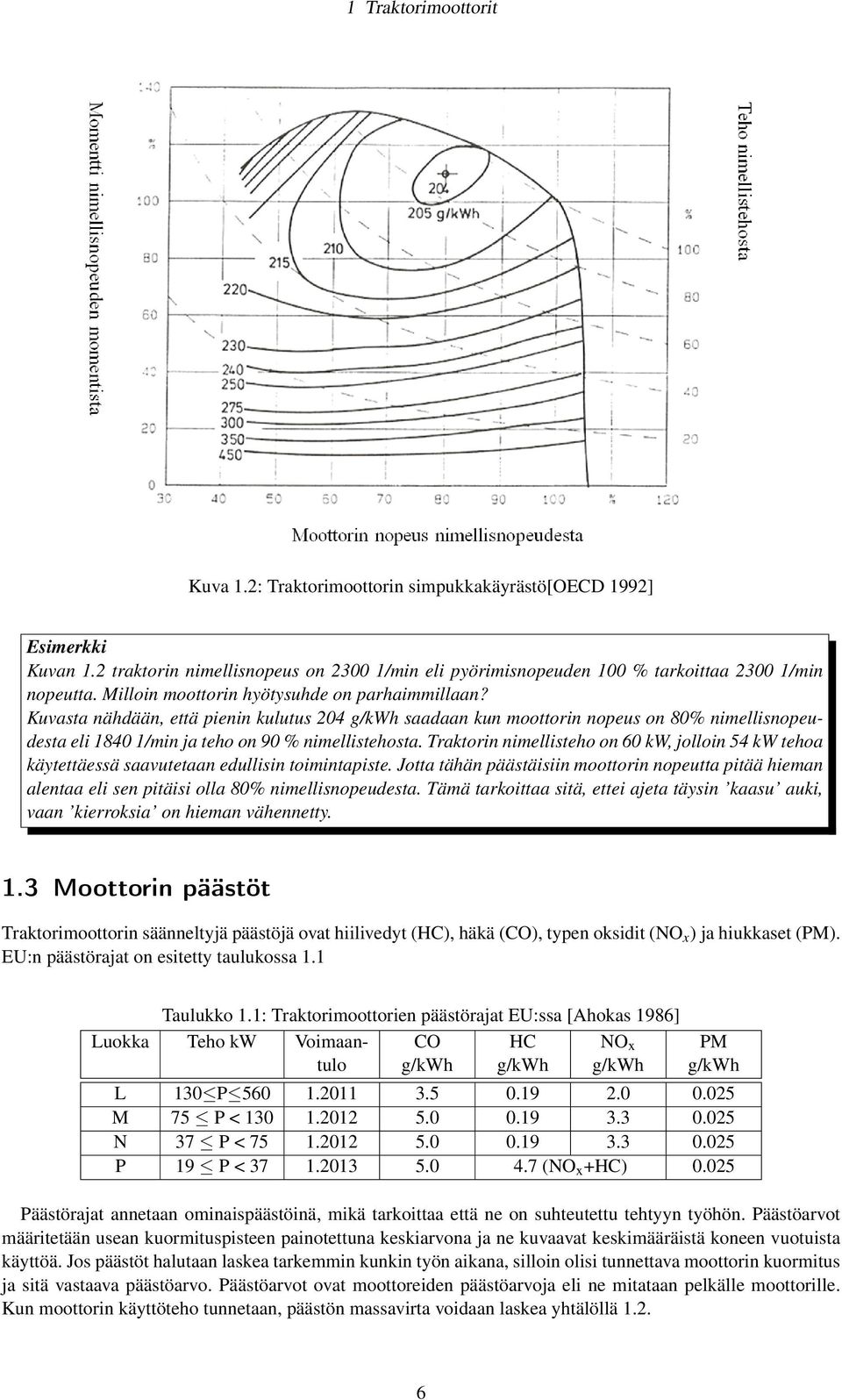 Traktorin nimellisteho on 60 kw, jolloin 54 kw tehoa käytettäessä saavutetaan edullisin toimintapiste.