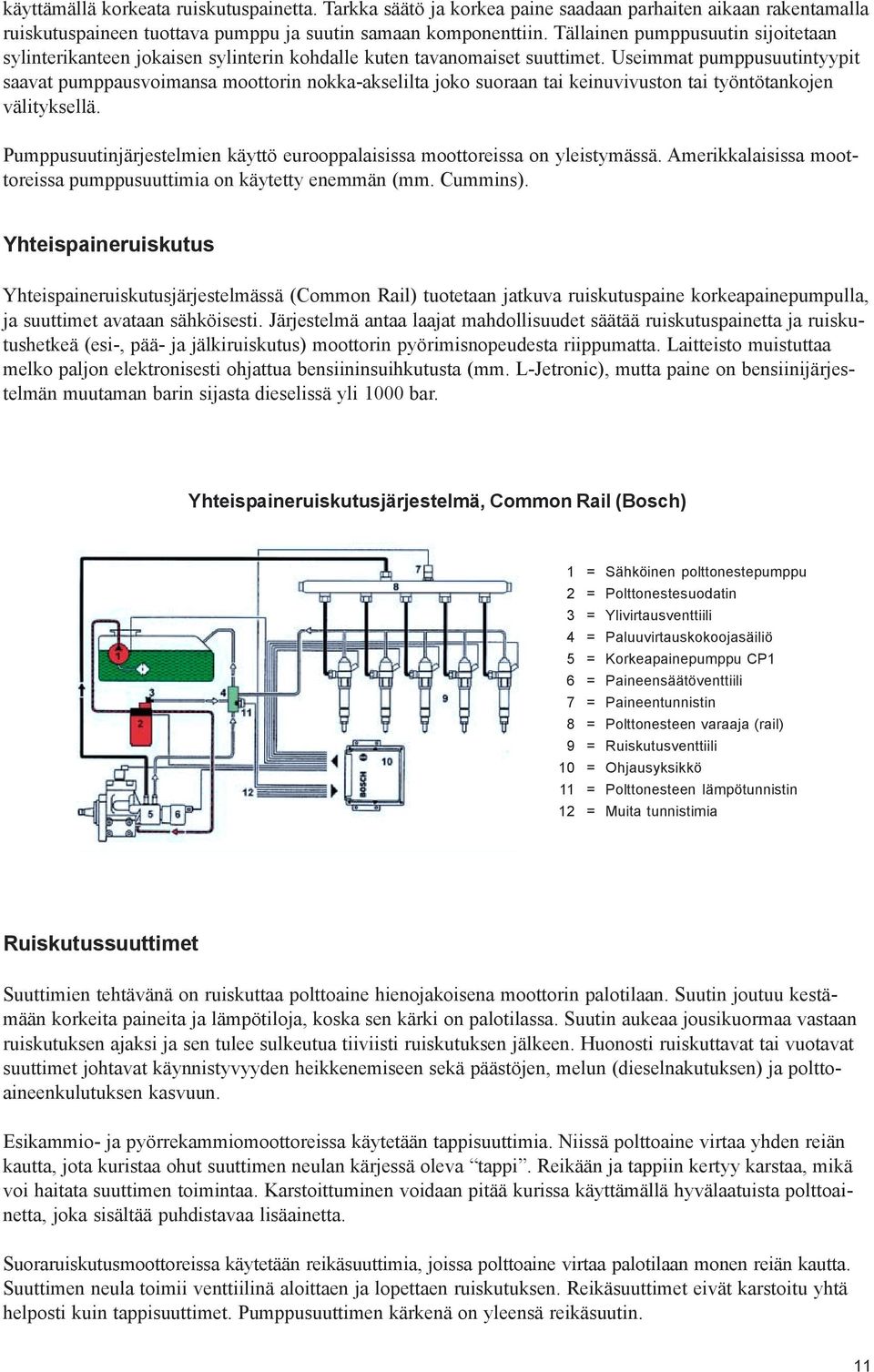 Useimmat pumppusuutintyypit saavat pumppausvoimansa moottorin nokka-akselilta joko suoraan tai keinuvivuston tai työntötankojen välityksellä.