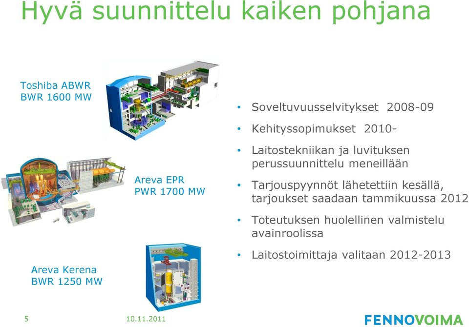 meneillään Tarjouspyynnöt lähetettiin kesällä, tarjoukset saadaan tammikuussa 2012