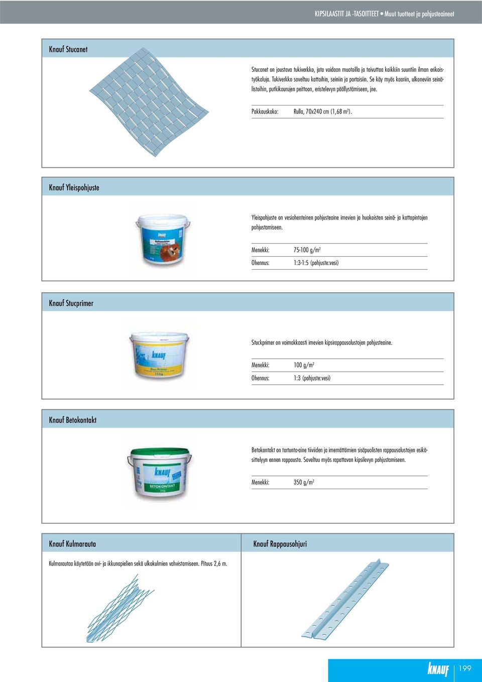 Pakkauskoko: Rulla, 70x240 cm (1,68 m 2 ). Knauf Yleispohjuste Yleispohjuste on vesiohenteinen pohjusteaine imevien ja huokoisten seinä- ja kattopintojen pohjustamiseen.