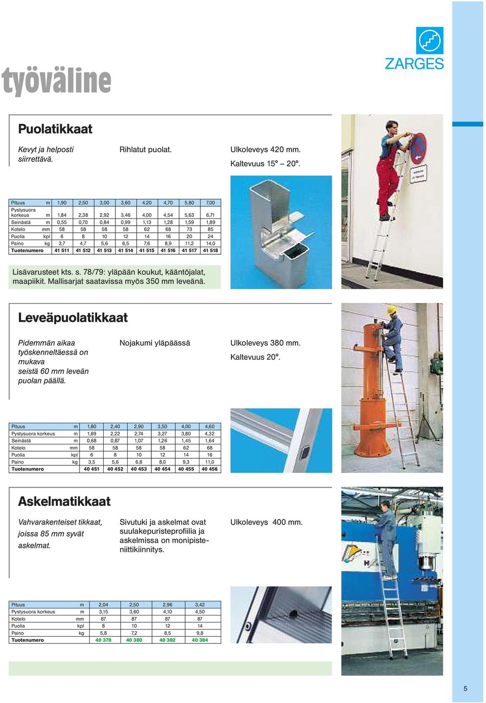 Puolia kpl 6 8 10 12 14 16 20 24 Paino kg 3,7 4,7 5,6 6,5 7,6 8,9 11,2 14,0 Tuotenumero 41 511 41 512 41 513 41 514 41 515 41 516 41 517 41 518 Lisävarusteet kts. s.