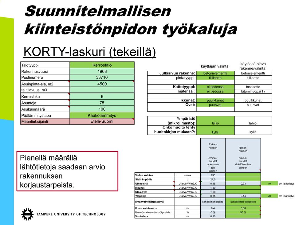 Pienellä määrällä lähtötietoja