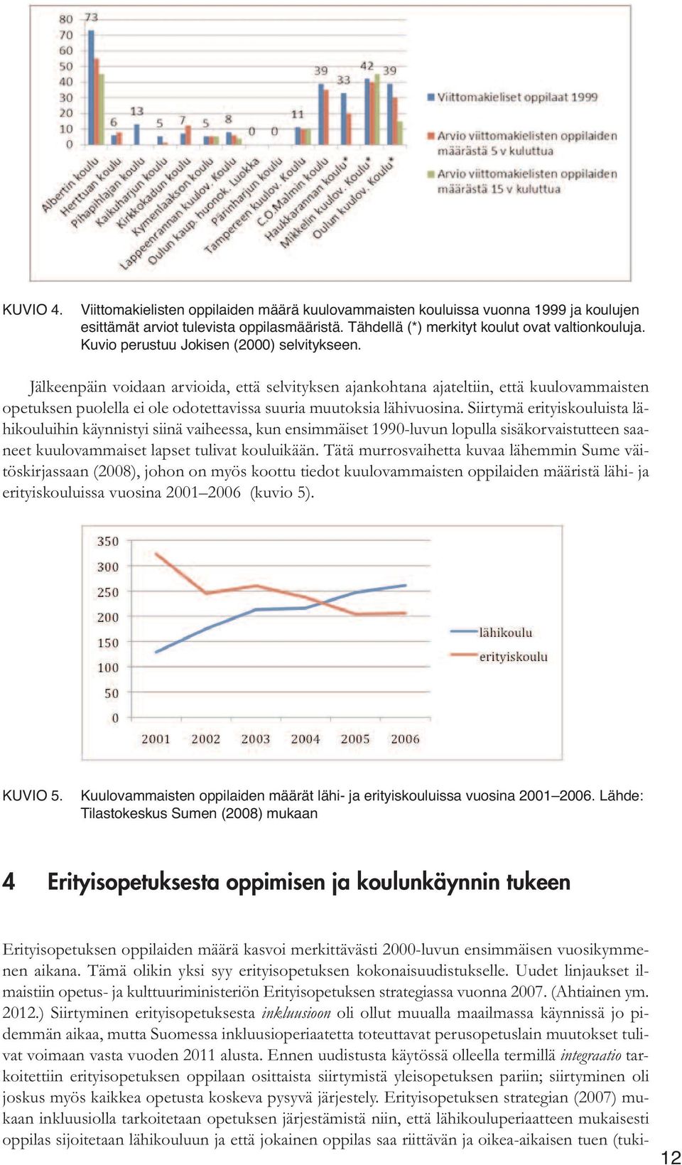 Jälkeenpäin voidaan arvioida, että selvityksen ajankohtana ajateltiin, että kuulovammaisten opetuksen puolella ei ole odotettavissa suuria muutoksia lähivuosina.