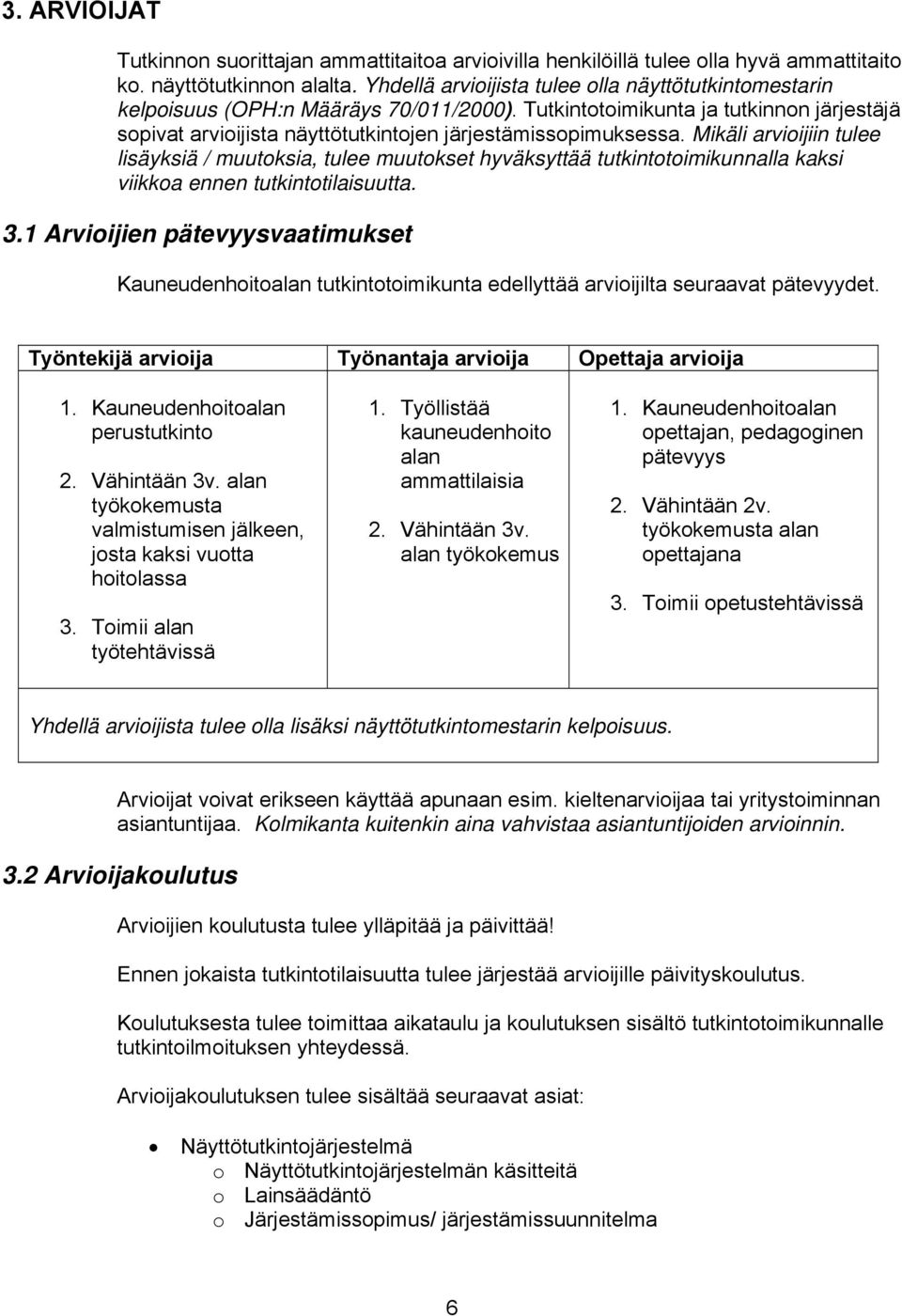 Mikäli arvioijiin tulee lisäyksiä / muutoksia, tulee muutokset hyväksyttää tutkintotoimikunnalla kaksi viikkoa ennen tutkintotilaisuutta. 3.