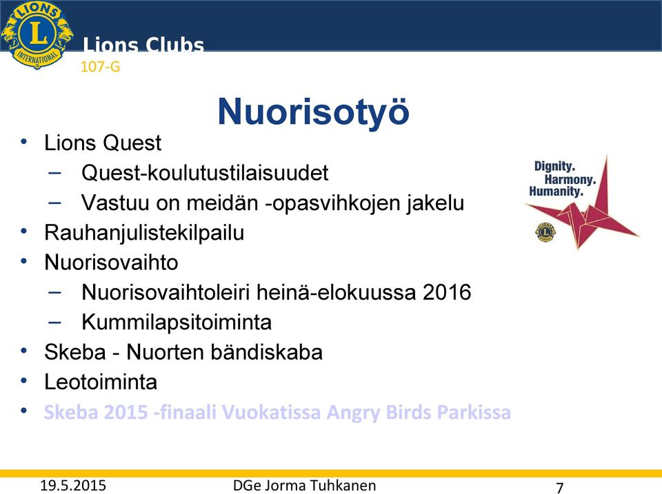 Rauhanjulistekilpailu Nuorisovaihto Nuorisovaihtoleiri heinä-elokuussa 2016