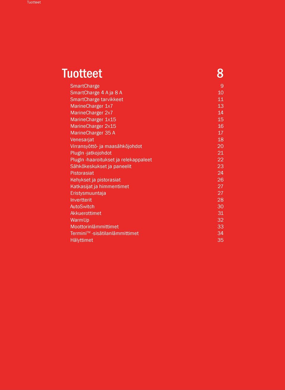 PlugIn -haaroitukset ja relekappaleet 22 Sähkökeskukset ja paneelit 23 Pistorasiat 24 Kehykset ja pistorasiat 26 Katkasijat ja himmentimet