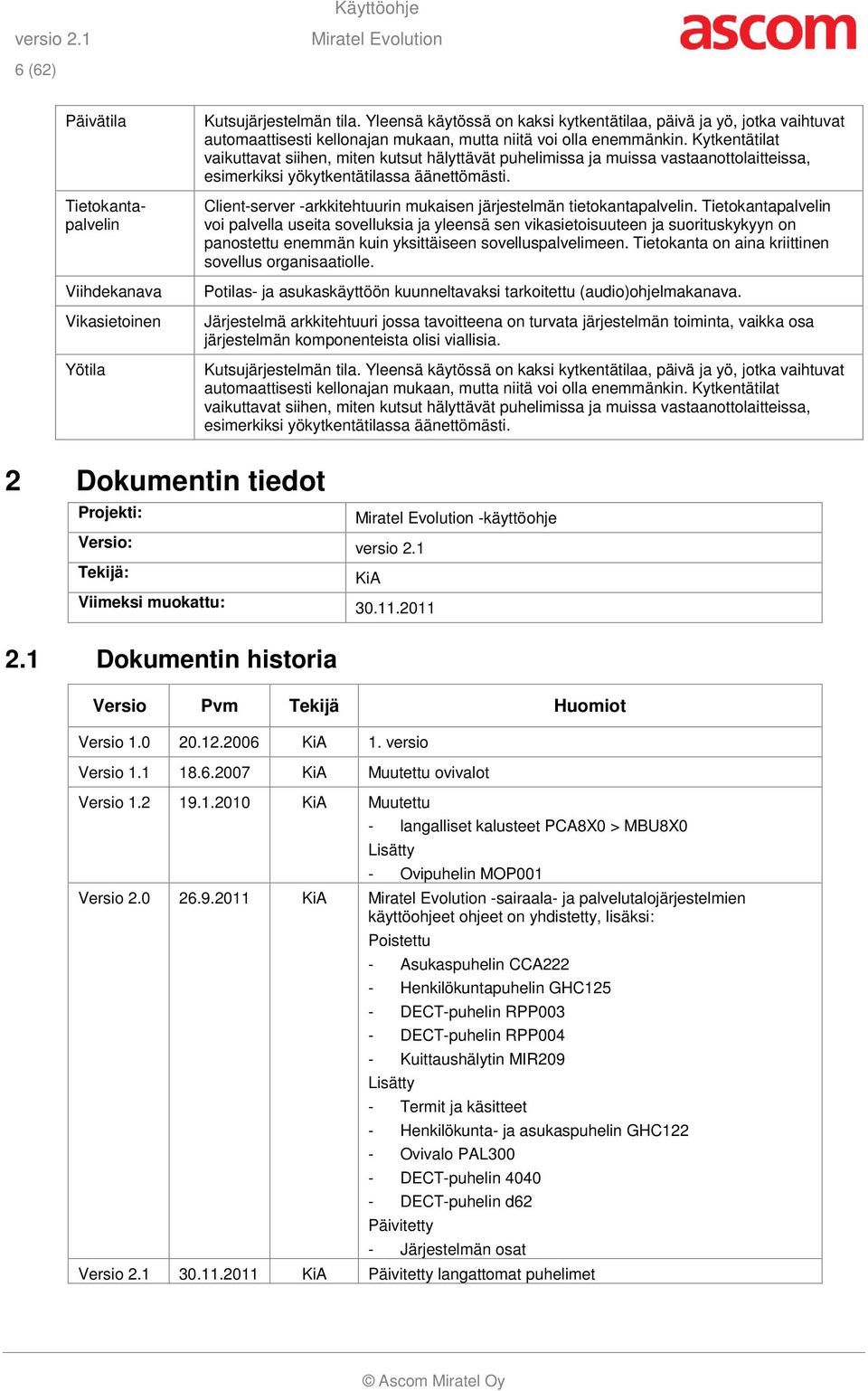 Kytkentätilat vaikuttavat siihen, miten kutsut hälyttävät puhelimissa ja muissa vastaanottolaitteissa, esimerkiksi yökytkentätilassa äänettömästi.