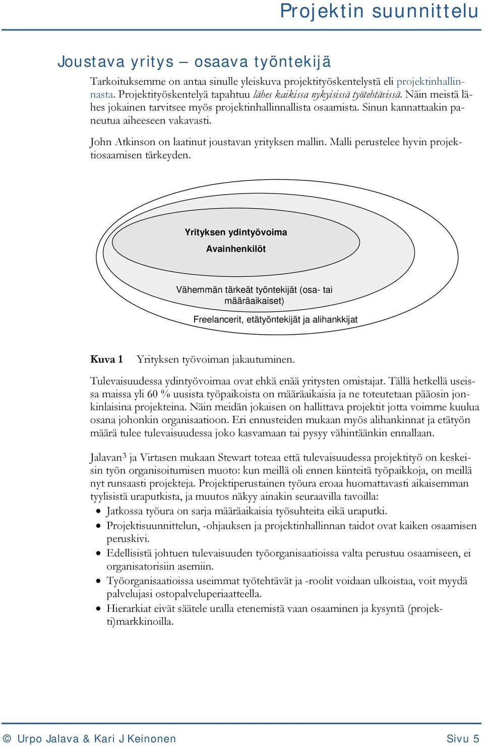 Malli perustelee hyvin projektiosaamisen tärkeyden.