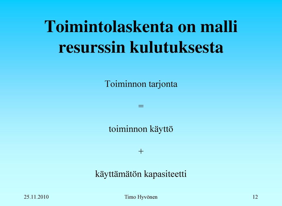 tarjonta = toiminnon käyttö +