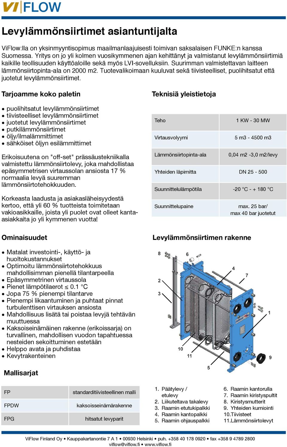 Suurimman valmistettavan laitteen lämmönsiirtopinta-ala on 2000 m2. Tuotevalikoimaan kuuluvat sekä tiivisteelliset, puolihitsatut että juotetut levylämmönsiirtimet.