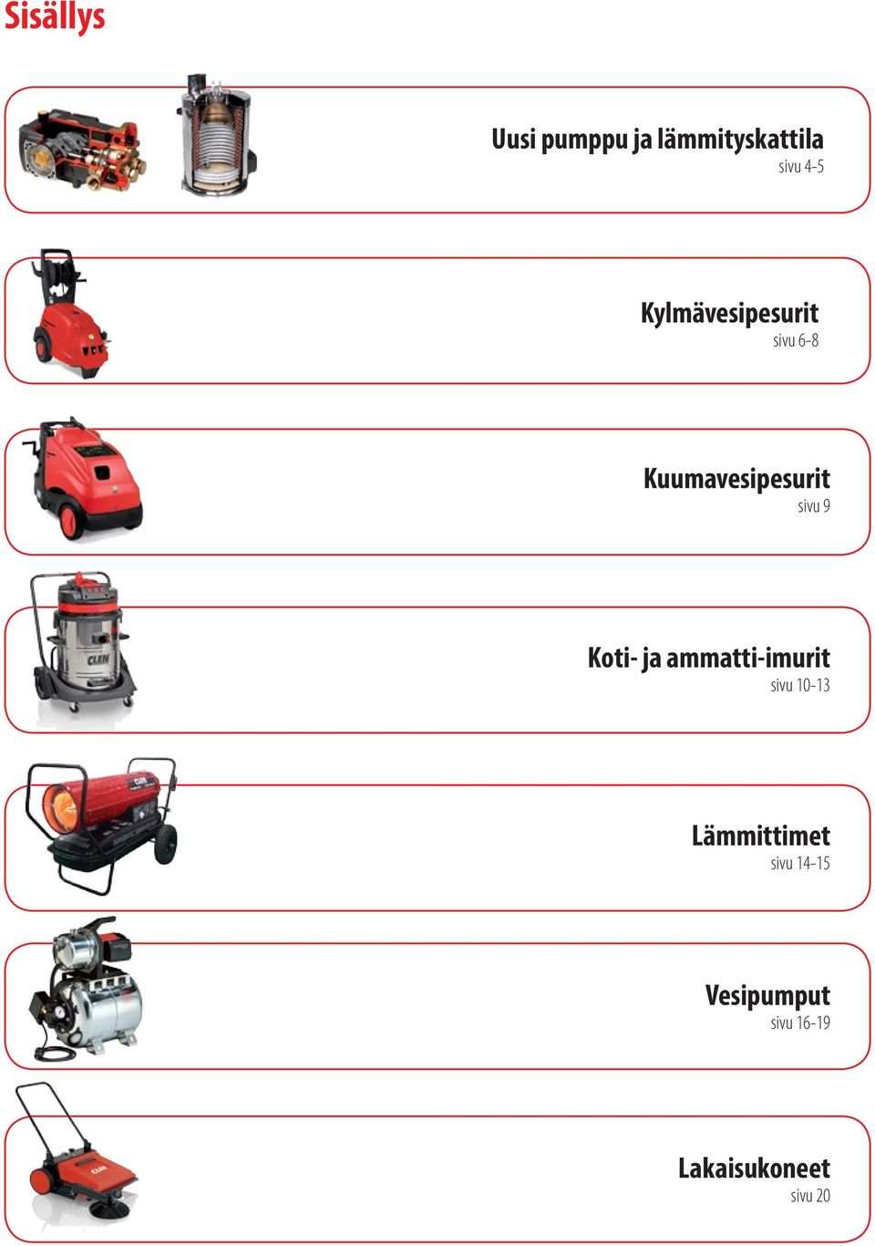 Koti- ja ammatti-imurit sivu 10-13 Lämmittimet