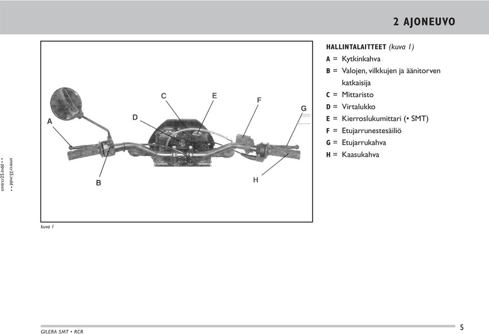 = Virtalukko E = Kierroslukumittari ( SMT) F =