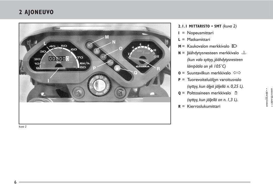 Jäähdytysnesteen merkkivalo (kun valo syttyy, jäähdytysnesteen lämpötila on yli 105 C) O =