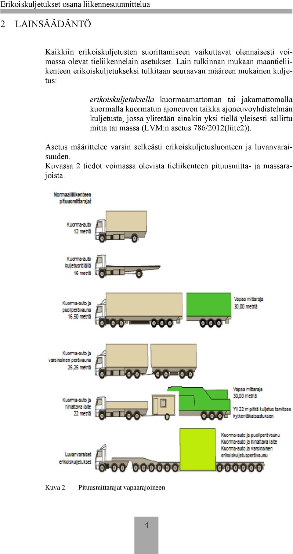 kuormalla kuormatun ajoneuvon taikka ajoneuvoyhdistelmän kuljetusta, jossa ylitetään ainakin yksi tiellä yleisesti sallittu mitta tai massa (LVM:n asetus