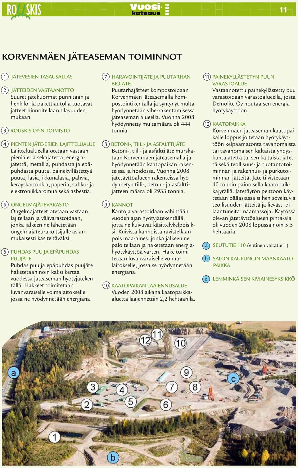 lasia, ikkunalasia, pahvia, keräyskartonkia, paperia, sähkö- ja elektroniikkaromua sekä asbestia.