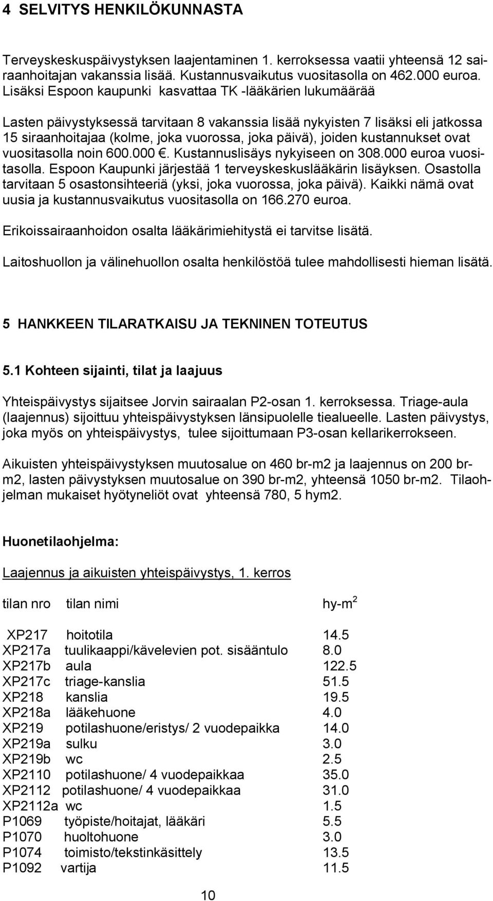joiden kustannukset ovat vuositasolla noin 600.000. Kustannuslisäys nykyiseen on 308.000 euroa vuositasolla. Espoon Kaupunki järjestää 1 terveyskeskuslääkärin lisäyksen.