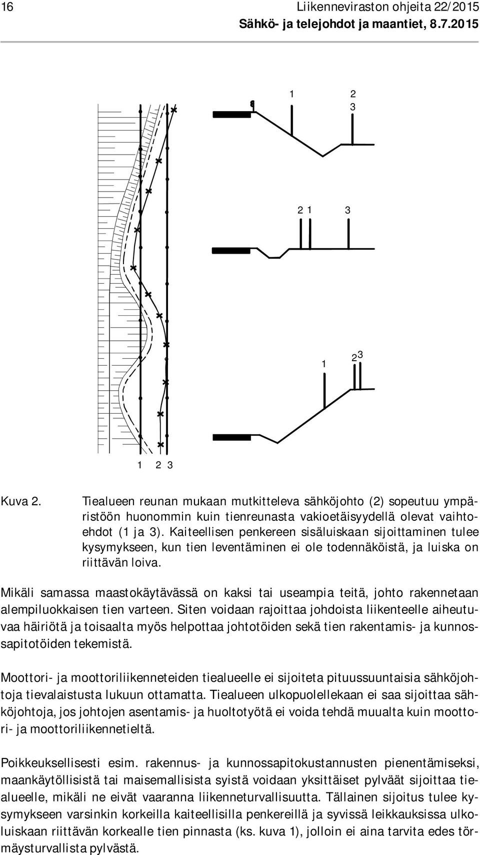 Kaiteellisen penkereen sisäluiskaan sijoittaminen tulee kysymykseen, kun tien leventäminen ei ole todennäköistä, ja luiska on riittävän loiva.