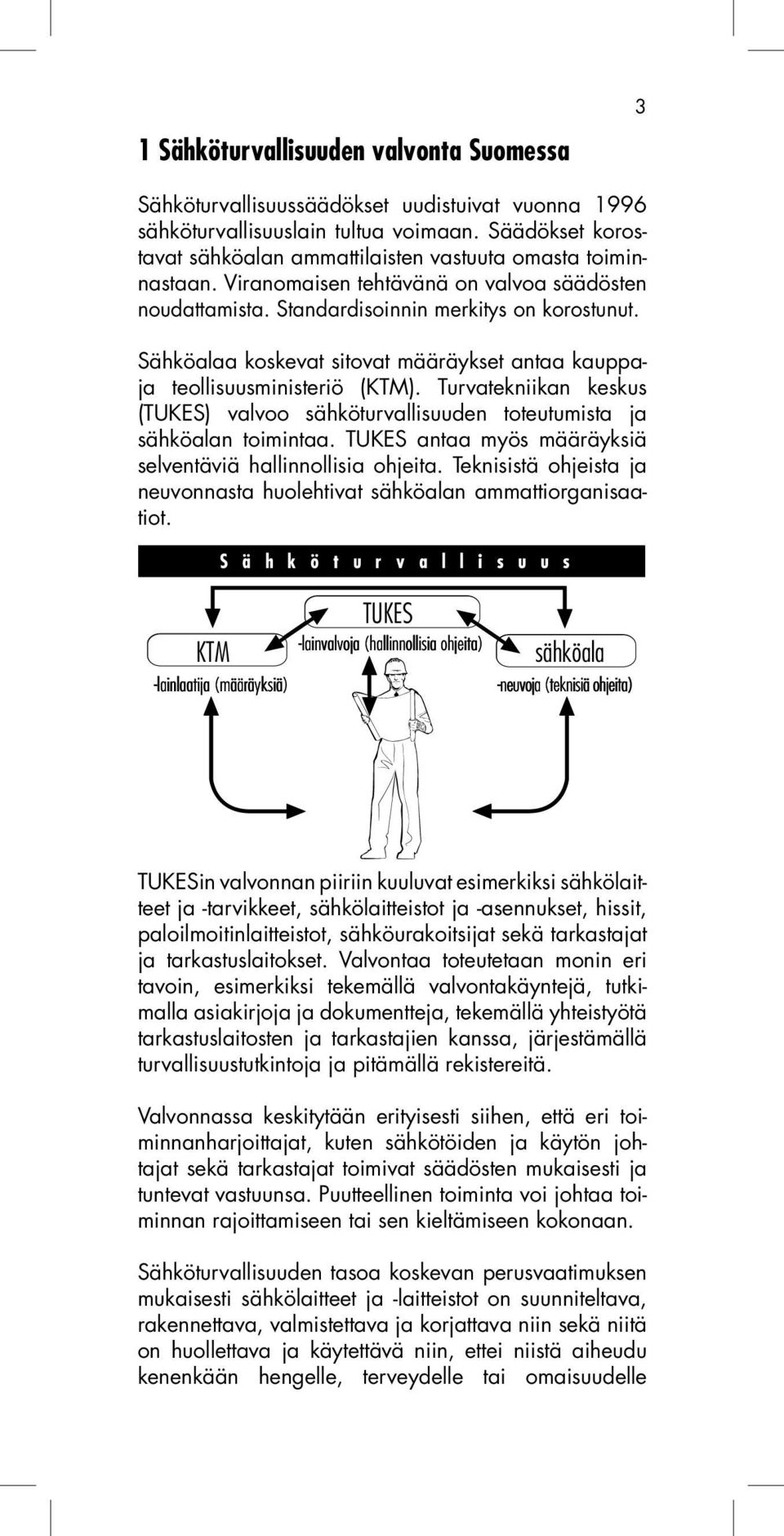 Sähköalaa koskevat sitovat määräykset antaa kauppaja teollisuusministeriö (KTM). Turvatekniikan keskus (TUKES) valvoo sähköturvallisuuden toteutumista ja sähköalan toimintaa.