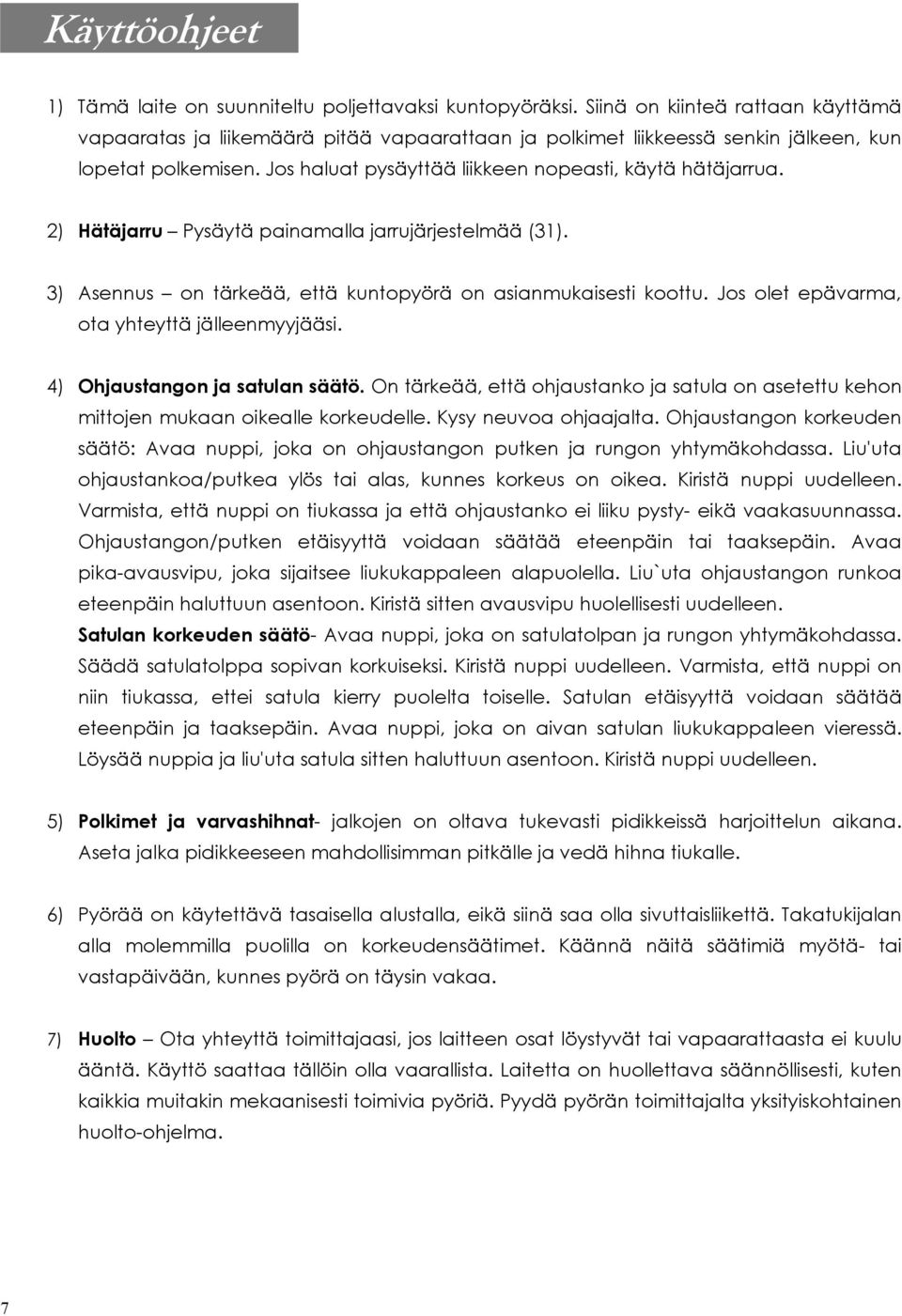 HIHNALLINEN KUNTOPYÖRÄ KÄYTTÖOHJE - PDF Free Download