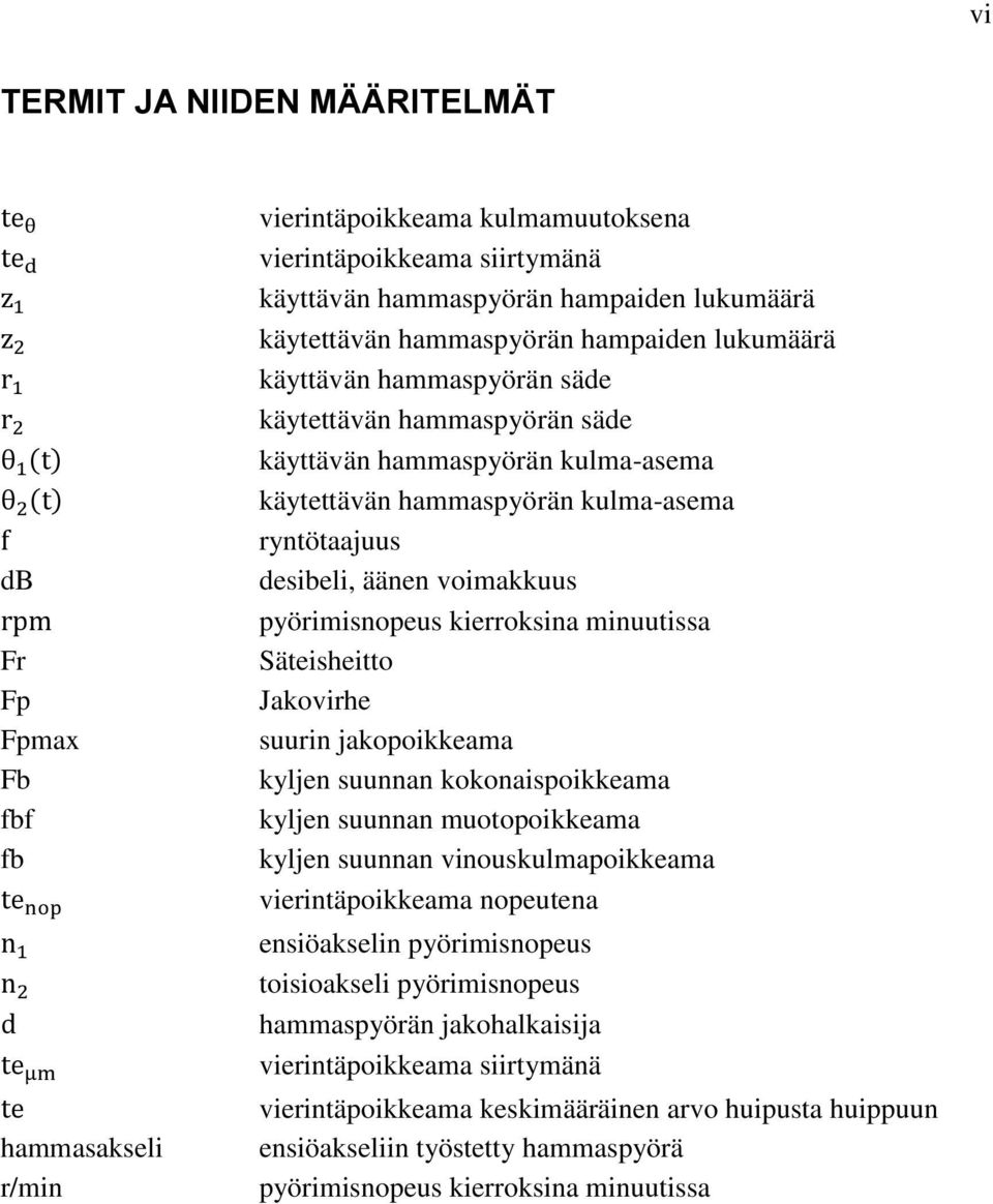 minuutissa Fr Säteisheitto Fp Jakovirhe Fpmax suurin jakopoikkeama Fb kyljen suunnan kokonaispoikkeama fbf kyljen suunnan muotopoikkeama fb kyljen suunnan vinouskulmapoikkeama vierintäpoikkeama