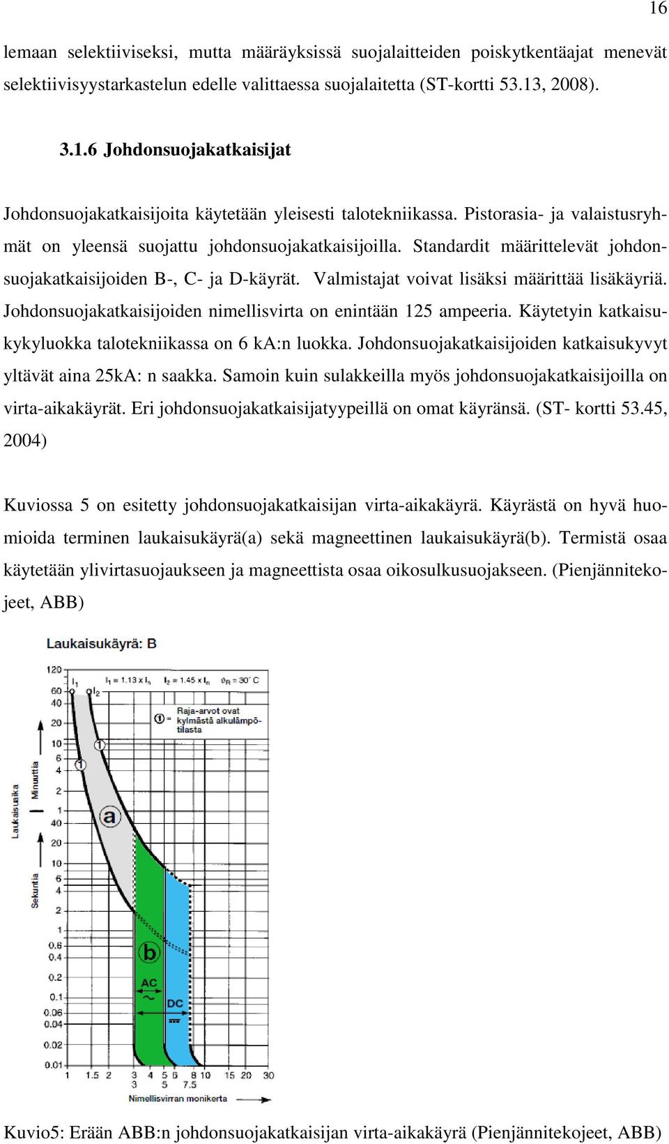 Standardit määrittelevät johdonsuojakatkaisijoiden B-, C- ja D-käyrät. Valmistajat voivat lisäksi määrittää lisäkäyriä. Johdonsuojakatkaisijoiden nimellisvirta on enintään 125 ampeeria.