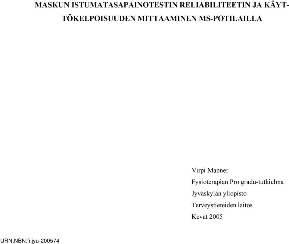 Fysioterapian Pro gradu-tutkielma Jyväskylän yliopisto