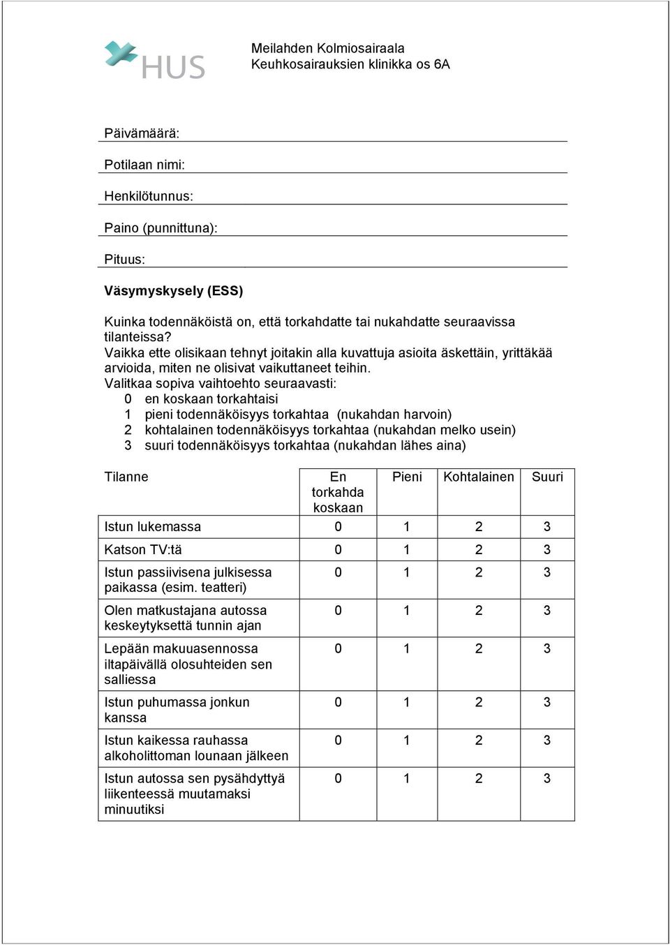 Vaikka ette olisikaan tehnyt joitakin alla kuvattuja asioita äskettäin, yrittäkää arvioida, miten ne olisivat vaikuttaneet teihin.