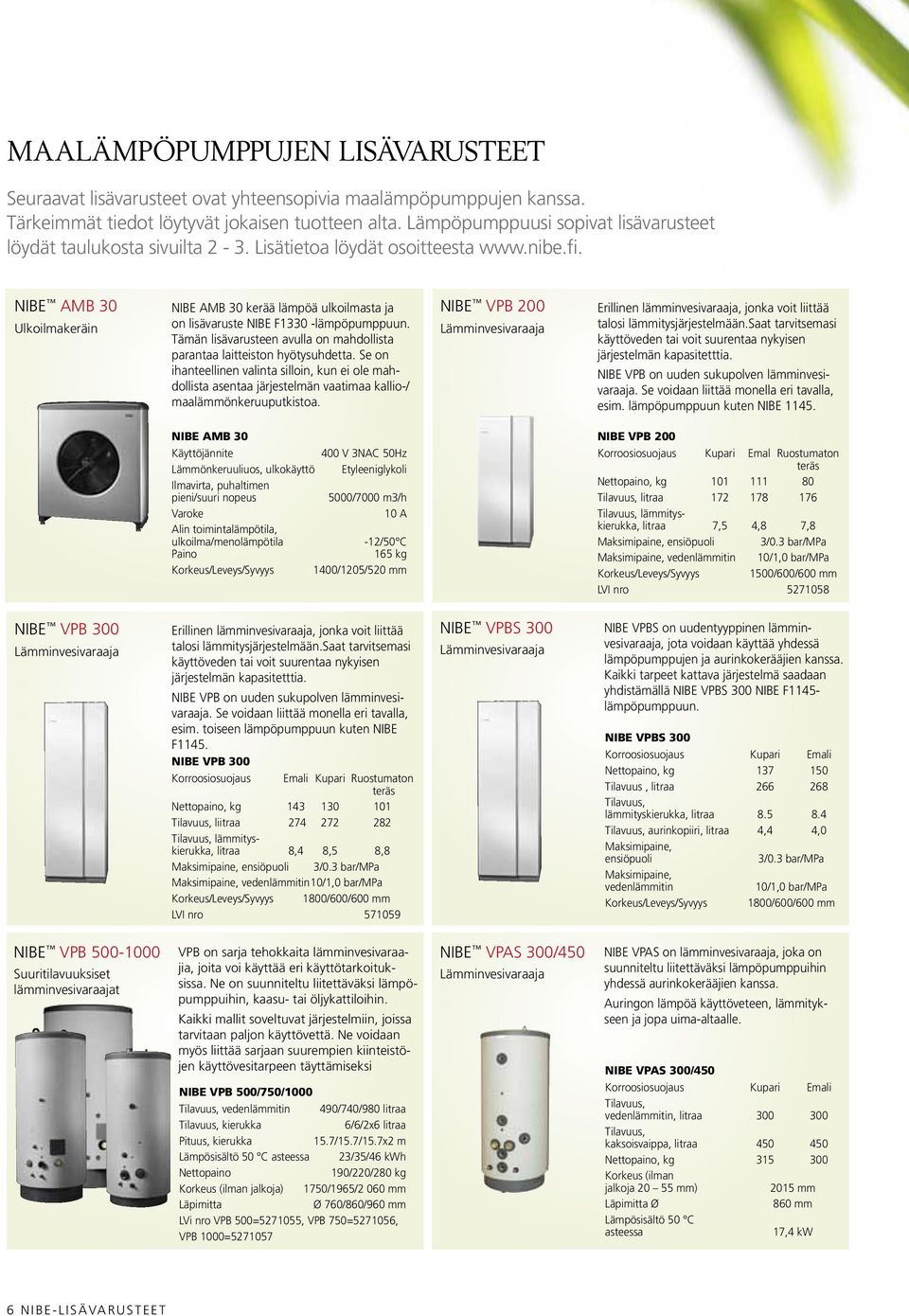 NIBE AMB 30 Ulkoilmakeräin NIBE AMB 30 kerää lämpöä ulkoilmasta ja on lisävaruste NIBE F1330 -lämpöpumppuun. Tämän lisävarusteen avulla on mahdollista parantaa laitteiston hyötysuhdetta.